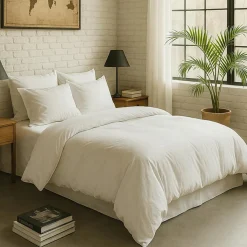 Baton Rouge Linge De Lit, Ensembles^Housse de couette en percale de coton lavé blanc nuage