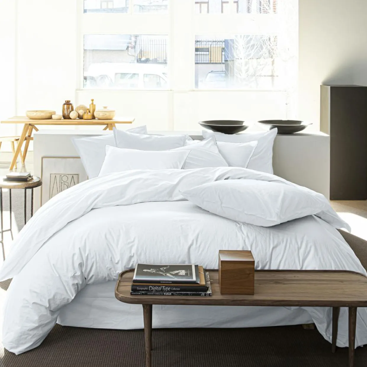Baton Rouge Linge De Lit, Ensembles^Housse de couette en percale de coton lavé blanc nuage