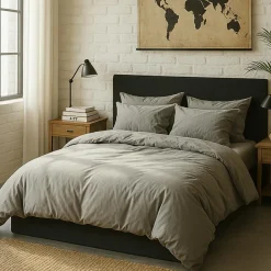 Baton Rouge Linge De Lit, Ensembles^Housse de couette en percale de coton lavé gris perle