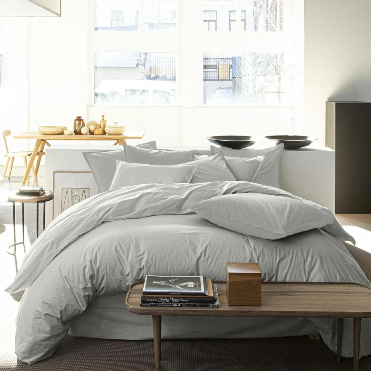 Baton Rouge Linge De Lit, Ensembles^Housse de couette en percale de coton lavé gris perle