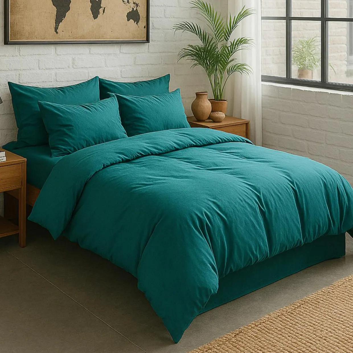 Baton Rouge Linge De Lit, Ensembles^Housse de couette en percale de coton lavé bleu canard