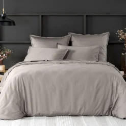 Housse de couette satin de coton lavé grise-Baton Rouge Discount