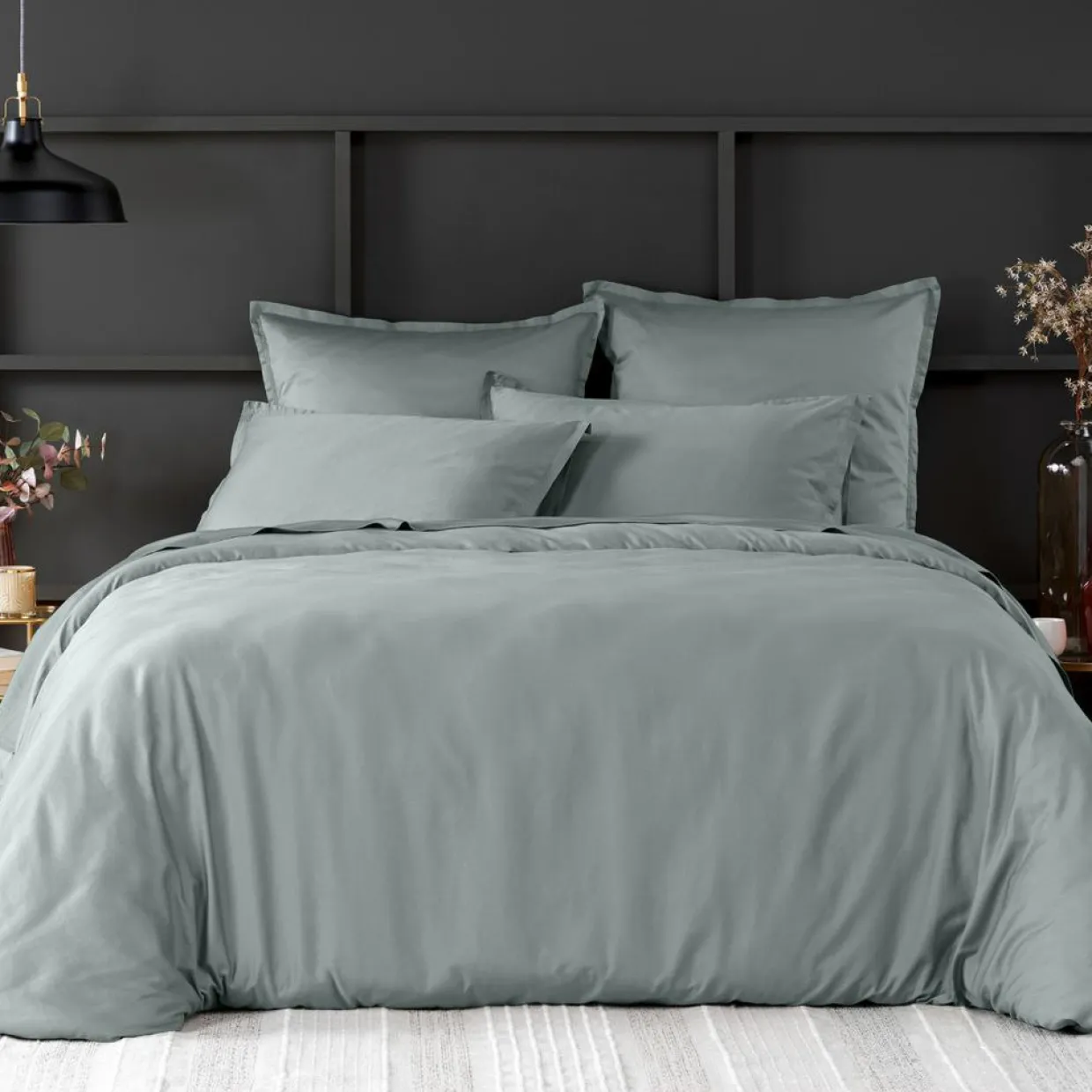 Baton Rouge Linge De Lit, Ensembles^Housse de couette satin de coton lavé verte