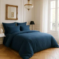 Housse de couette satin de coton lavé bleue-Baton Rouge Clearance