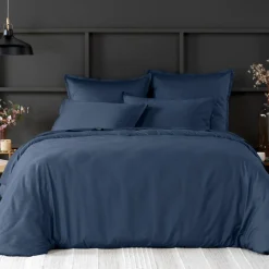 Housse de couette satin de coton lavé bleue-Baton Rouge Clearance