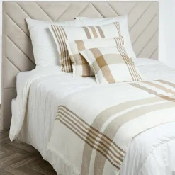 Housse de coussin 100% Lin Aalborg tabac - 45x45 cm-Haomy Clearance