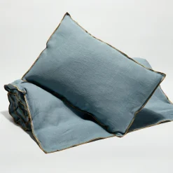 Apotheca Coussins, Galettes De Sièges^Housse de coussin en lin lavé bleu stone - 40x60 cm