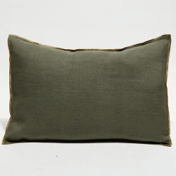 Housse de coussin en lin lavé kaki - 40x60 cm-Apotheca Best