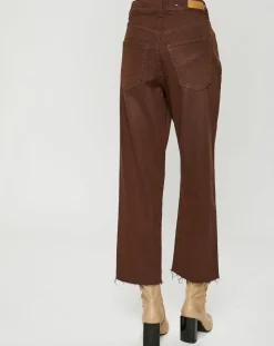 Jean 7/8 délavé en coton biologique marron-Esprit