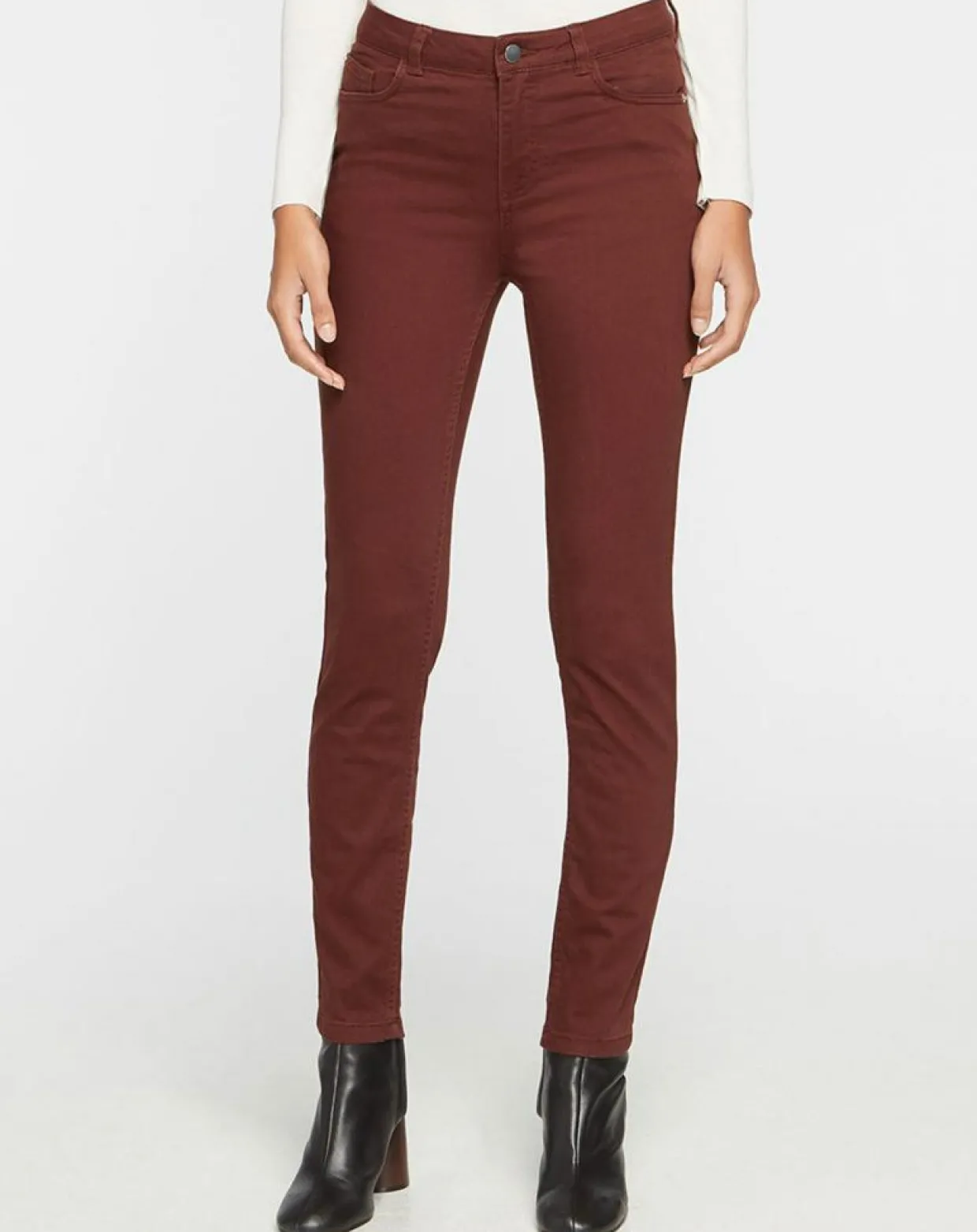 Jean ajusté Gerly en Toile de coton marron foncé-Galeries Lafayette Online