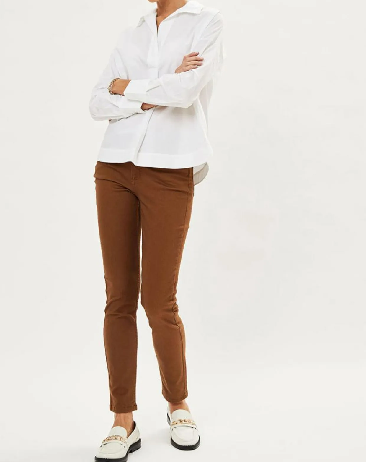 Jean ajusté Gerly en Toile de coton noisette-Galeries Lafayette New