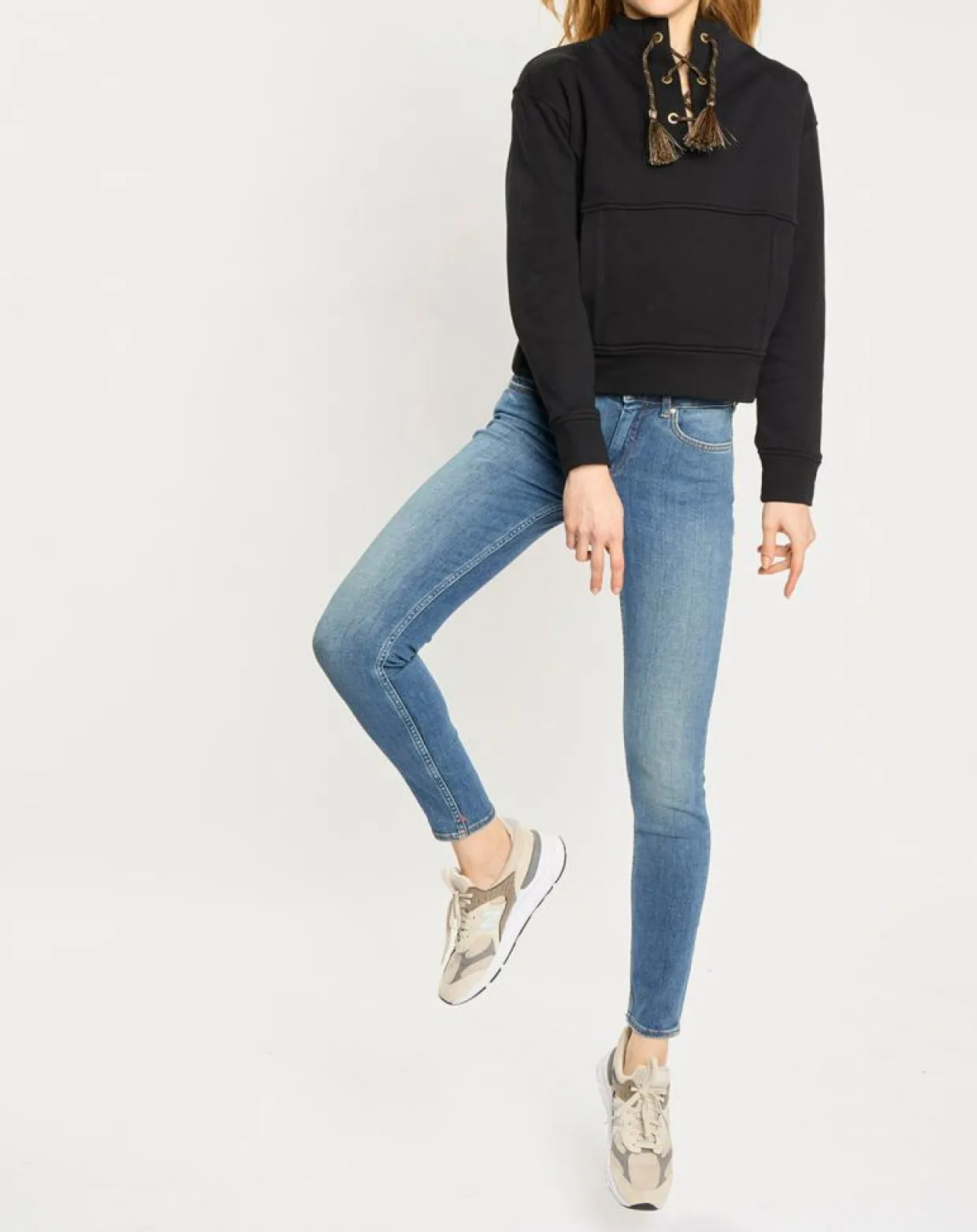 Jean bohemienne taille haute Skinny bleu moyen-Scotch & Soda New