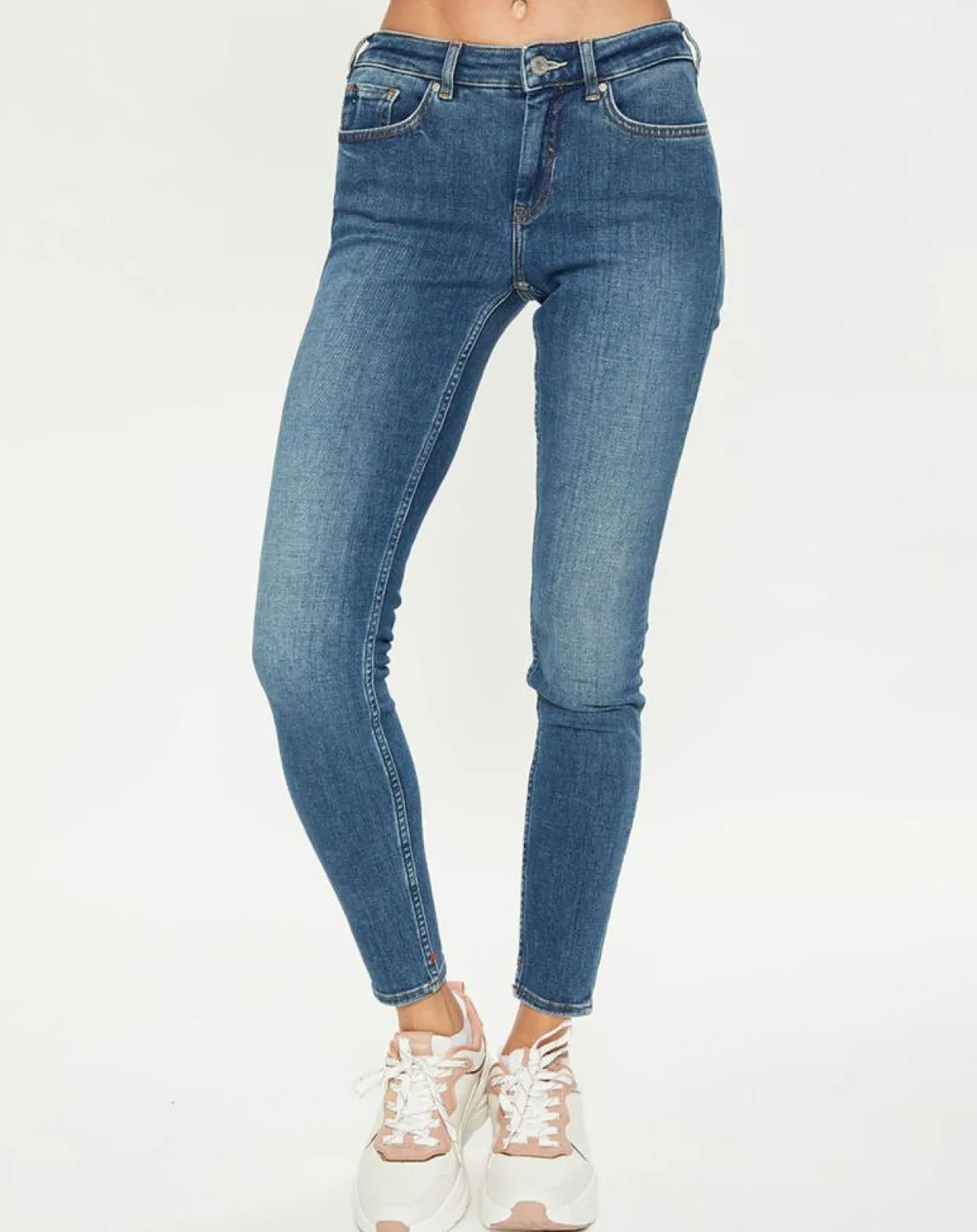 Jean bohemienne taille haute Skinny bleu moyen-Scotch & Soda New