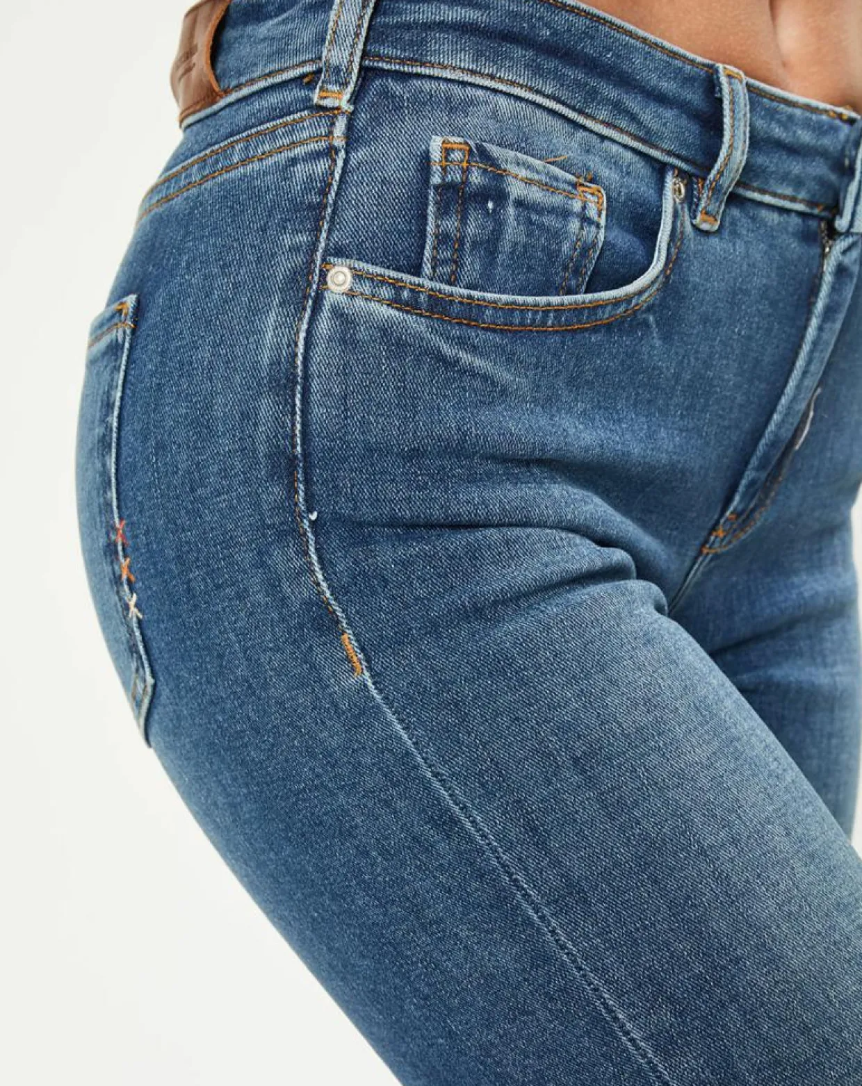 Jean bohemienne taille haute Skinny bleu moyen-Scotch & Soda New