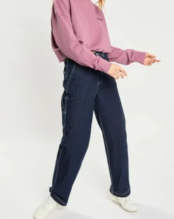 Femme Element Jeans^Jean brut large bleu foncé