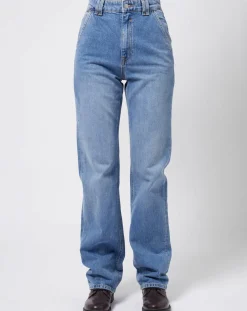 Femme Esprit Jeans^Jean coupe droite taille haute bleu moyen