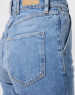 Femme Esprit Jeans^Jean coupe droite taille haute bleu moyen