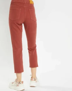 Jean délavé en Toile de coton 7/8 marron-Galeries Lafayette Clearance