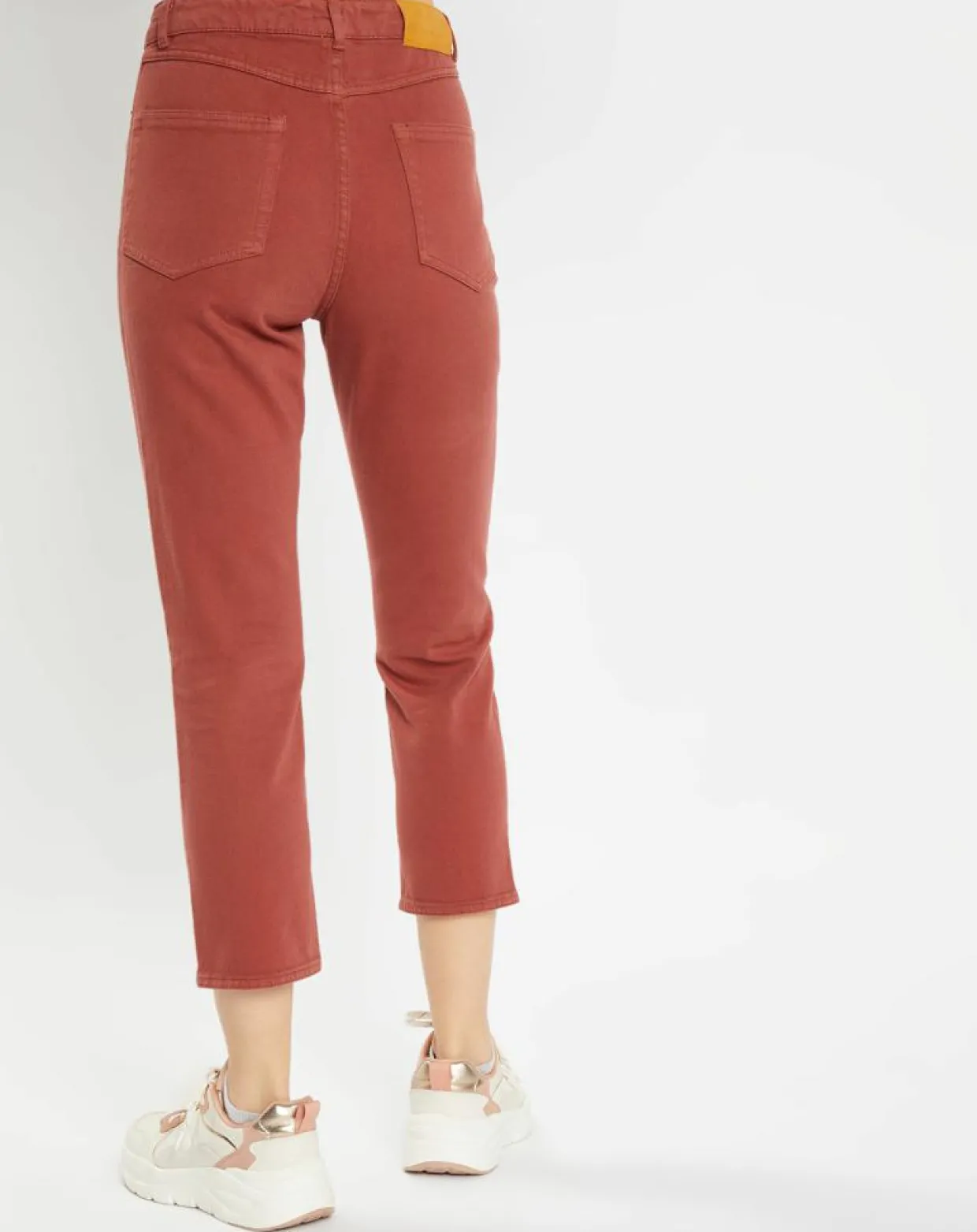 Jean délavé en Toile de coton 7/8 marron-Galeries Lafayette Clearance