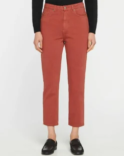 Jean délavé en Toile de coton 7/8 marron-Galeries Lafayette Clearance