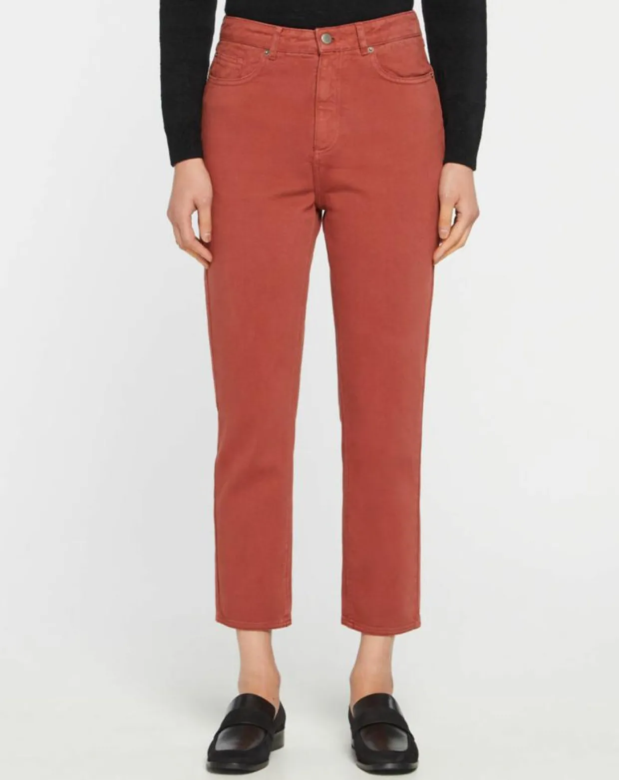 Jean délavé en Toile de coton 7/8 marron-Galeries Lafayette Clearance