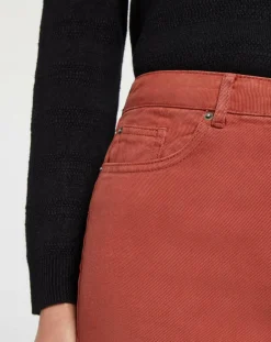 Jean délavé en Toile de coton 7/8 marron-Galeries Lafayette Clearance