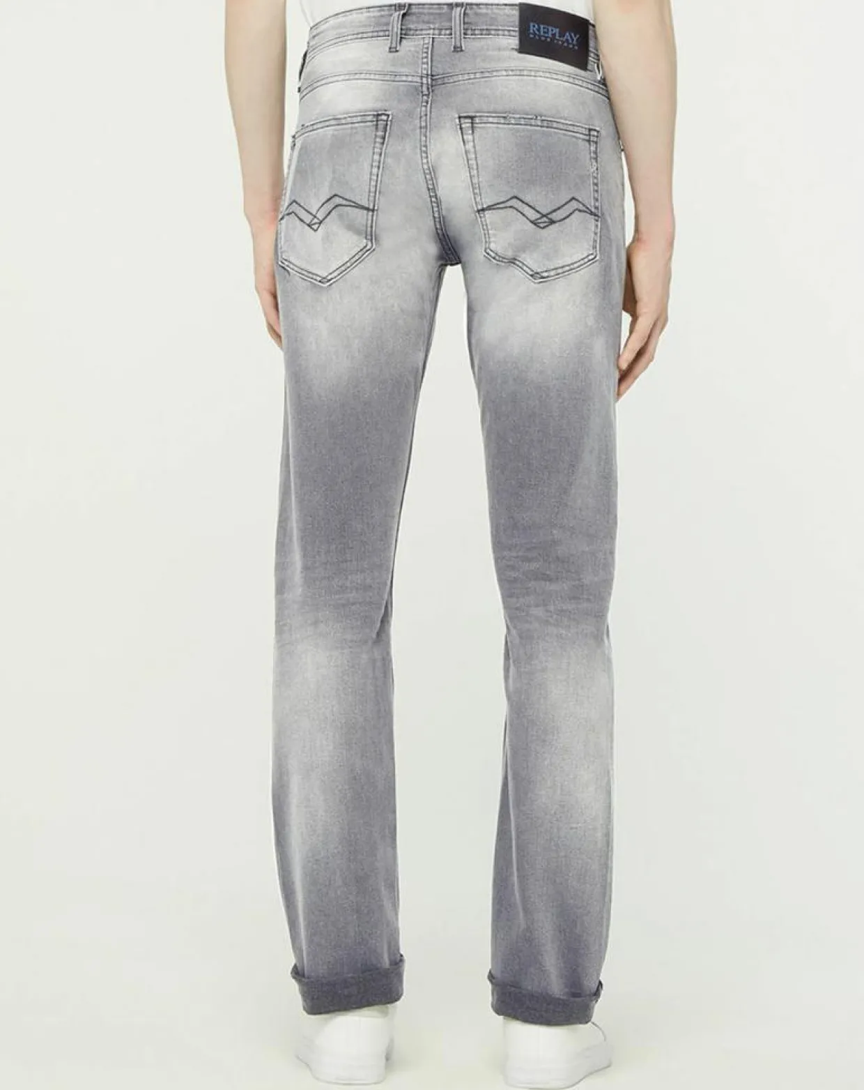 Homme Replay Jeans^Jean droit en Coton Bio 573 Grover gris moyen