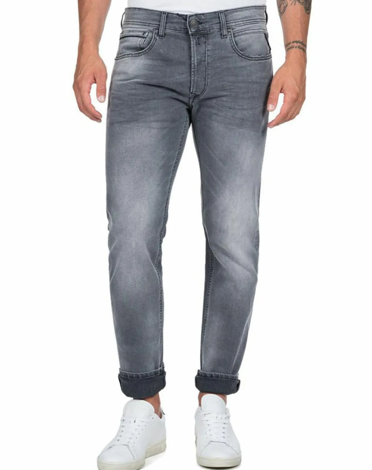 Homme Replay Jeans^Jean droit en Coton Bio 573 Grover gris moyen
