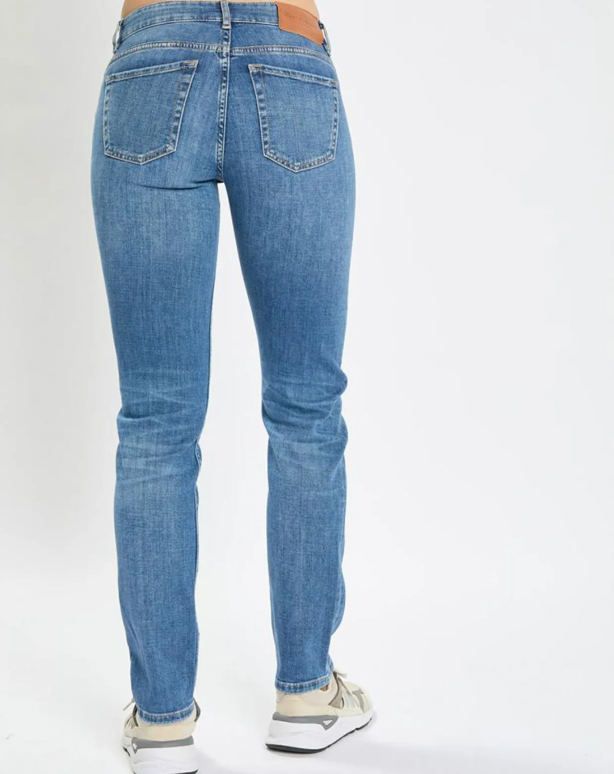 Jean droit en Coton extensible Alby bleu moyen-Marc O'Polo