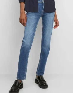 Jean droit en Coton extensible Alby bleu moyen-Marc O'Polo