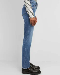 Jean droit en Coton extensible Alby bleu moyen-Marc O'Polo