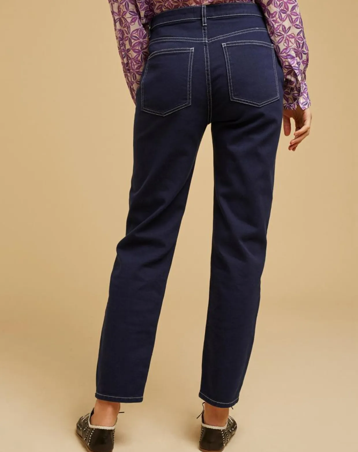 Jean droit en Coton Remi marine-Chloé Stora Clearance