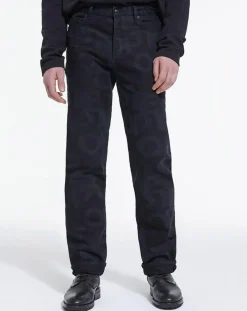 Jean Droit Logo noir délavé-The Kooples Outlet