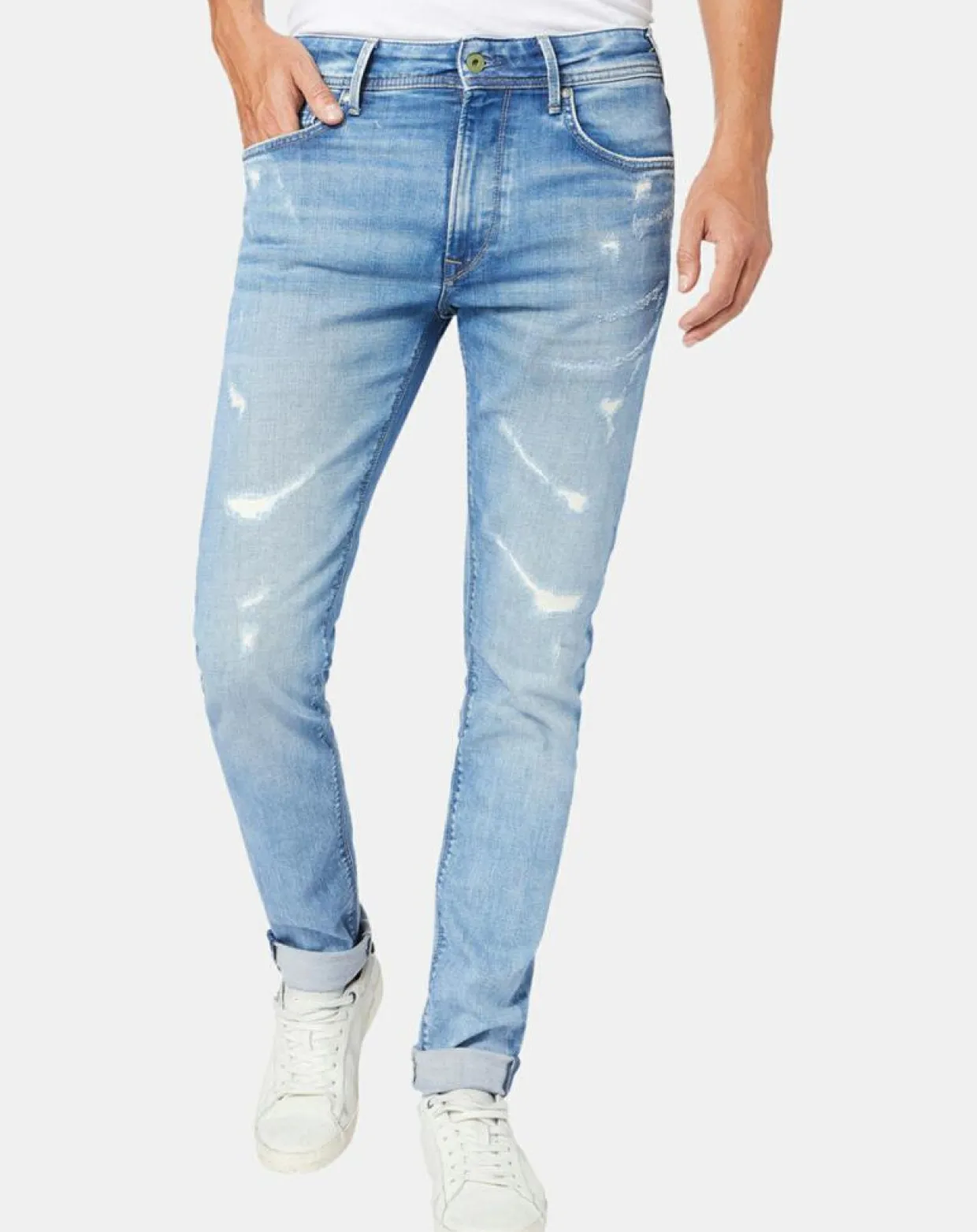 Homme Pepe Jeans Jeans^Jean Droit Stanley Destroy bleu clair