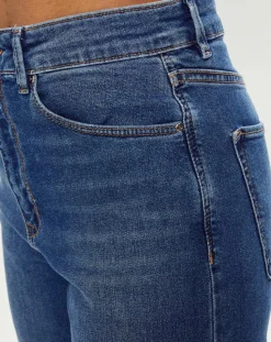 Femme Esprit Jeans^Jean Droit taille haute élastique bleu moyen