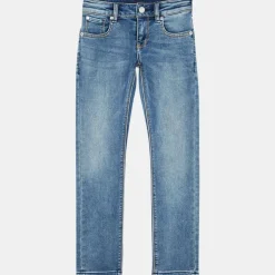 Enfant Scotch & Soda Fille^Jean droit Tiger en Toile de coton délavé bleu