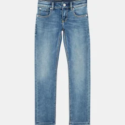 Enfant Scotch & Soda Fille^Jean droit Tiger en Toile de coton délavé bleu