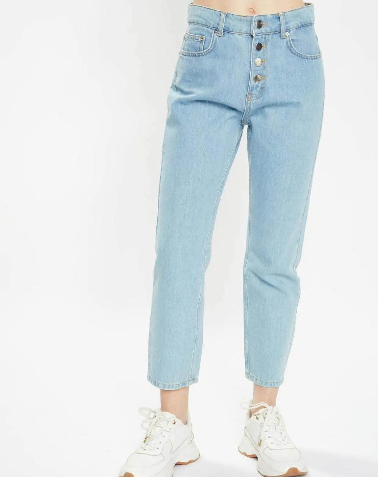 Jean en Coton Bio Capri boutons bleu clair-Galeries Lafayette