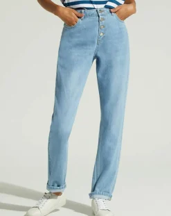 Jean en Coton Bio Capri boutons bleu clair-Galeries Lafayette