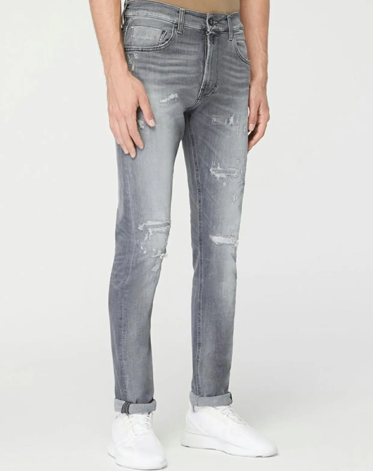 Jean en Coton Bio Aged Eco gris moyen-Replay Outlet