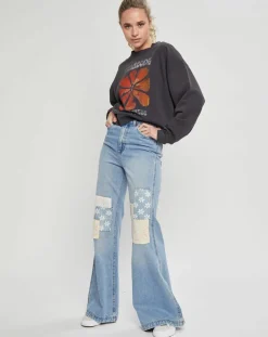 Jean flare x Wrangler Patchwork bleu clair-Billabong