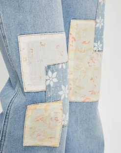 Jean flare x Wrangler Patchwork bleu clair-Billabong