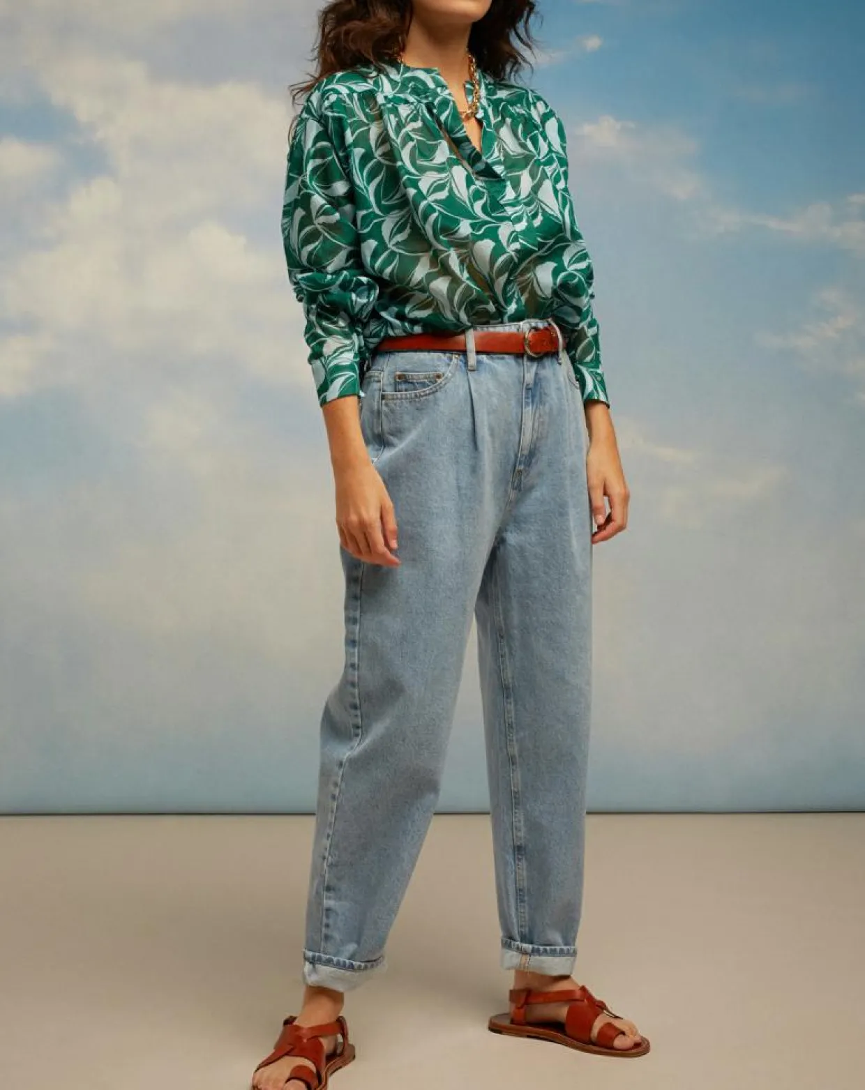Femme Chloé Stora Jeans^Jean mom en Toile de coton Raisin bleu