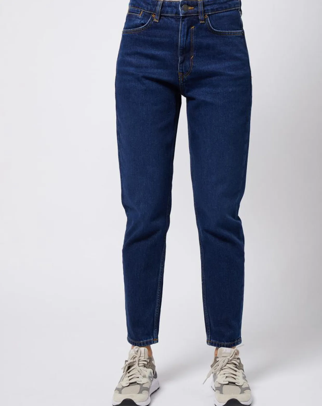 Femme Esprit Jeans^Jean Mom taille haute à jambes droites bleu foncé