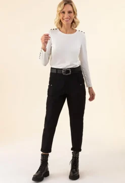 Femme Bleu Blanc Rouge Pantalons^Jean Paule noir