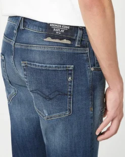 Jean Broken Edge bleu moyen-Replay Outlet