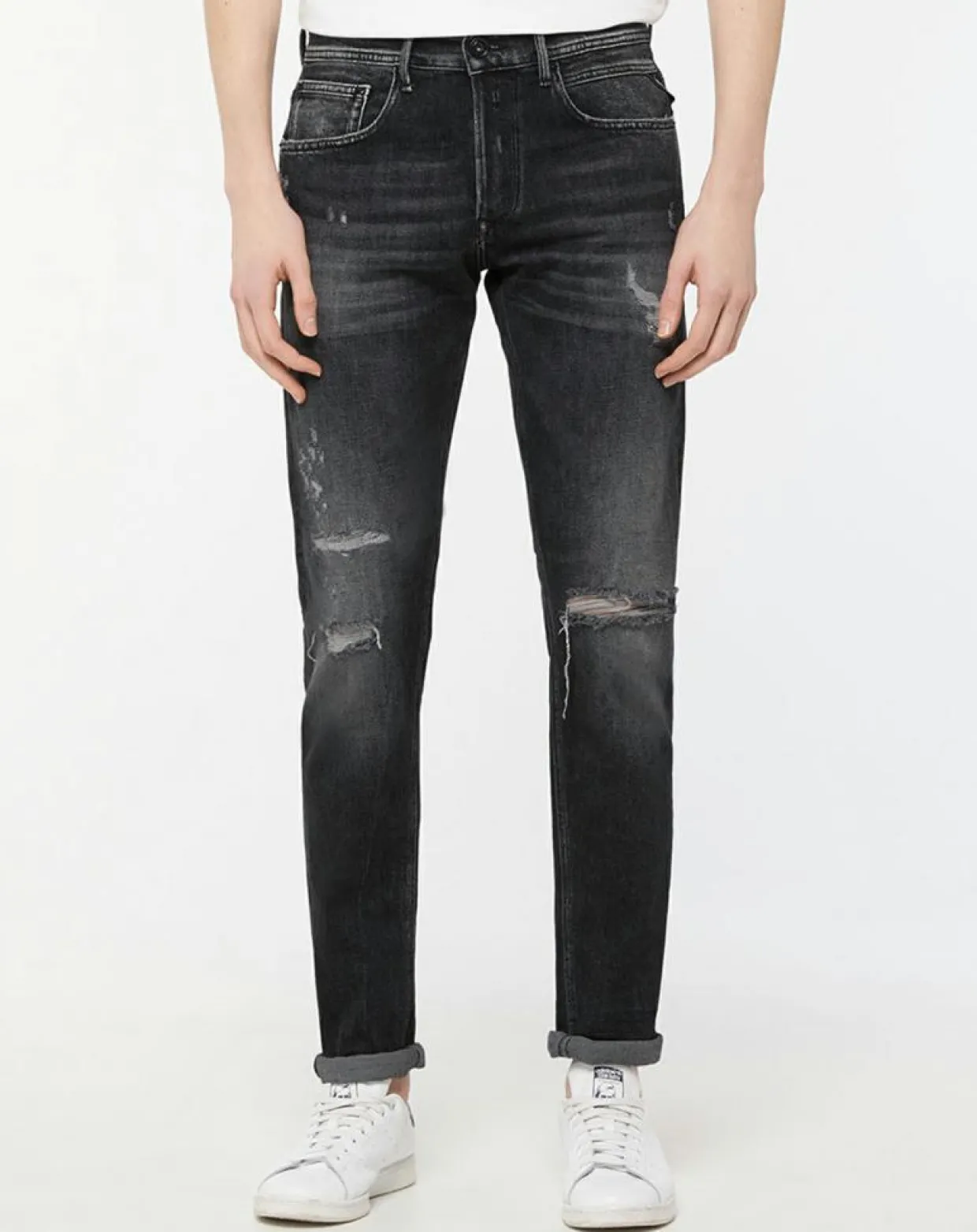 Homme Replay Jeans^Jean Broken Edge gris foncé
