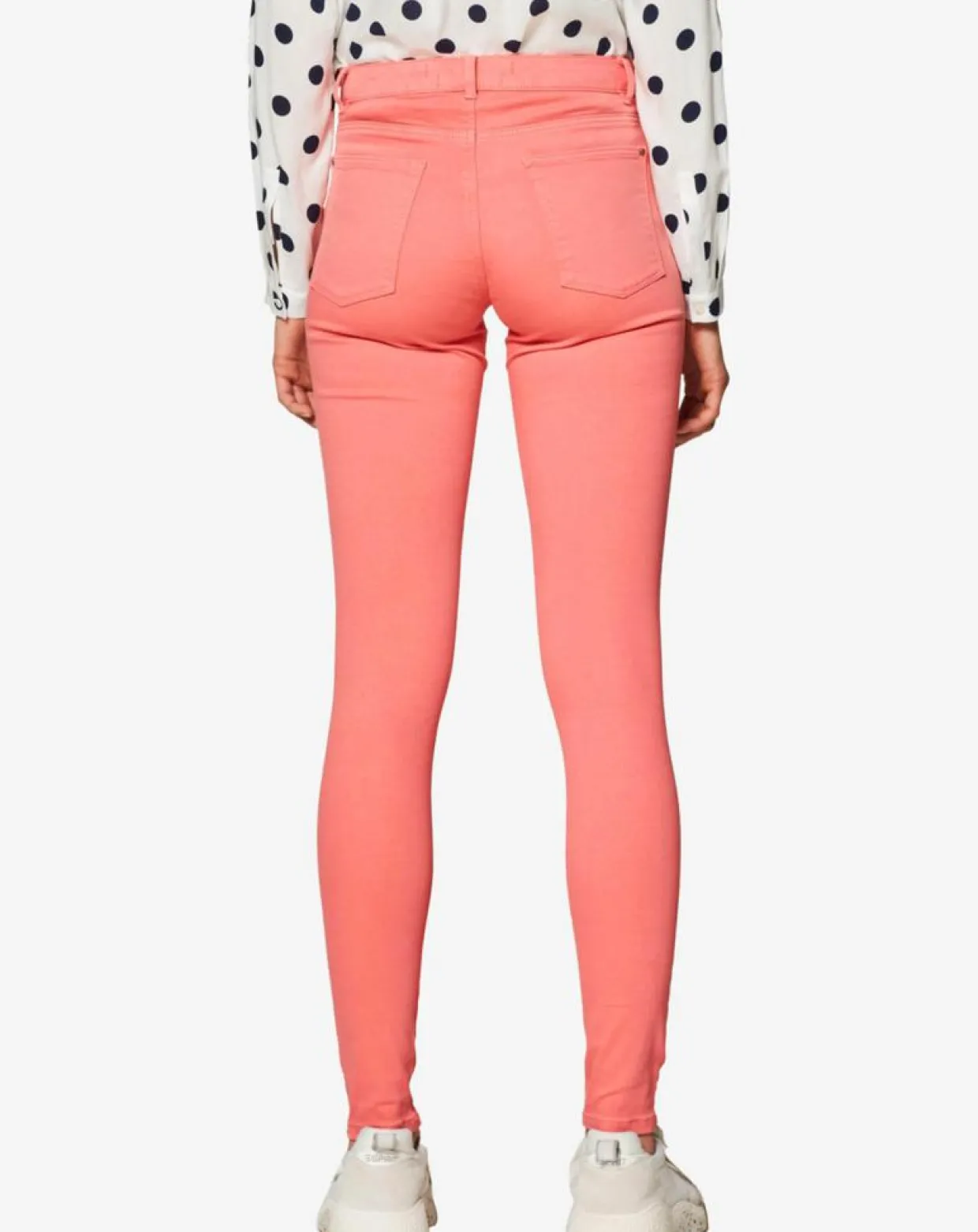 Femme Esprit Jeans^Jean skinny uni rose poudre