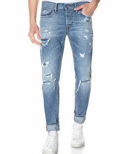 Homme Replay Jeans^Jean Slim 100% Coton Bio Broken Eged Willbi bleu moyen