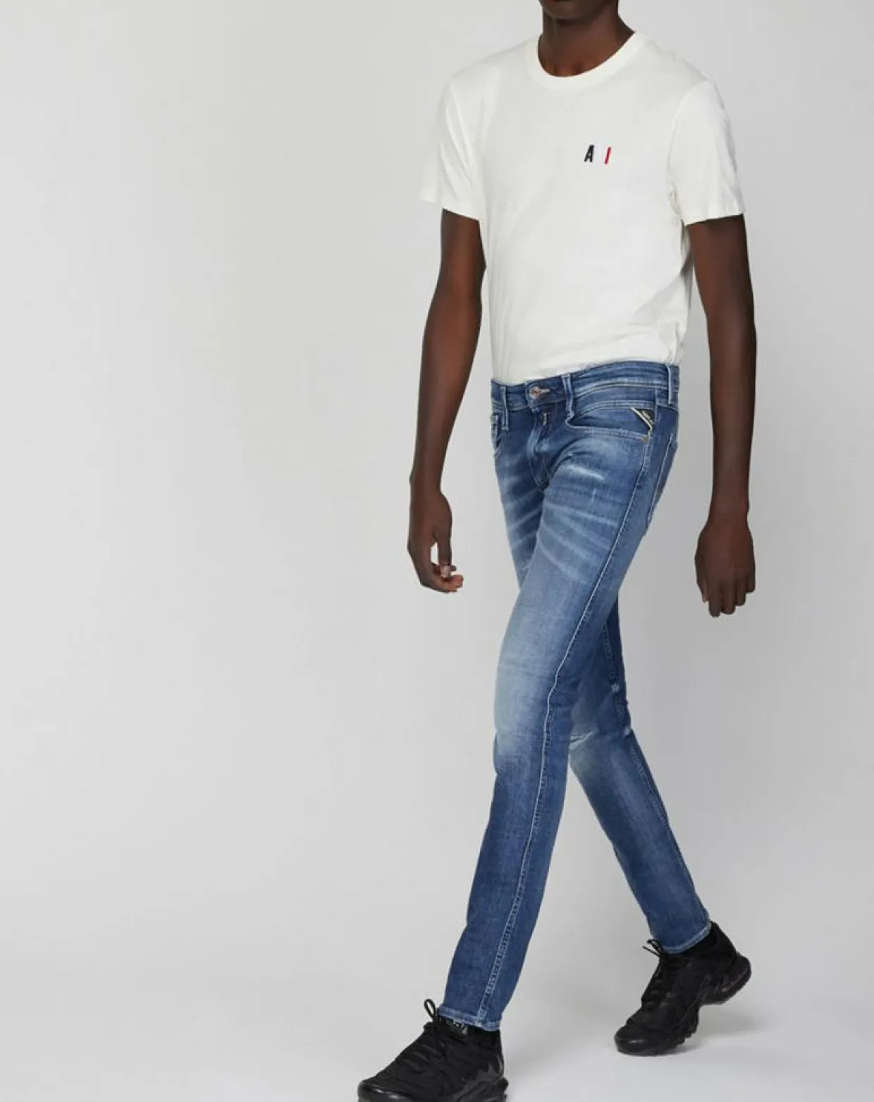 Jean Slim Aged 10 Yo Destroy bleu-Replay Outlet
